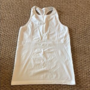 Lululemon Athletica White Fitted Cut Out Tank Top